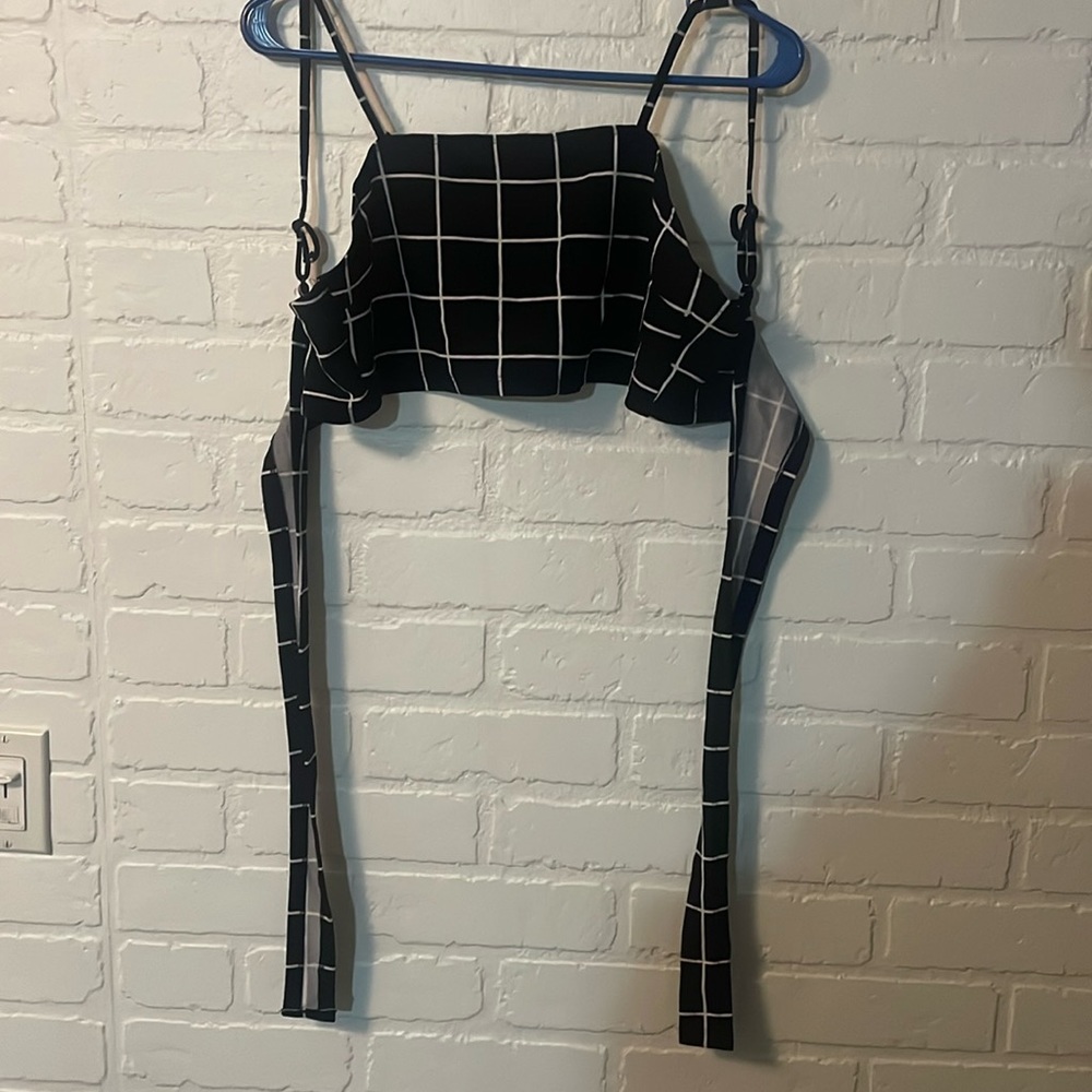 Black and white tied crop top